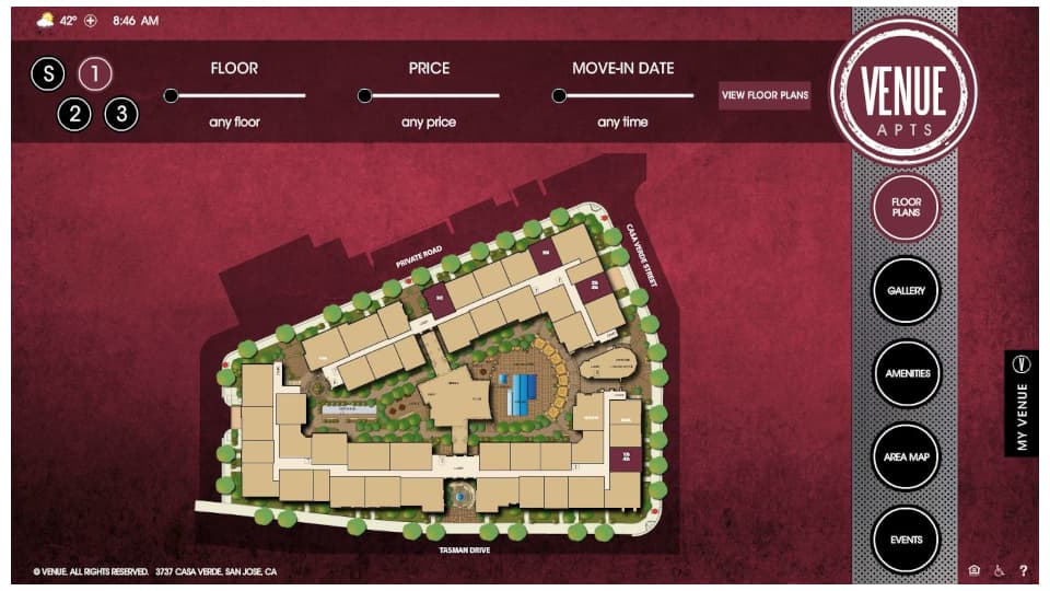 Venue Apartments Floor Plans Screen